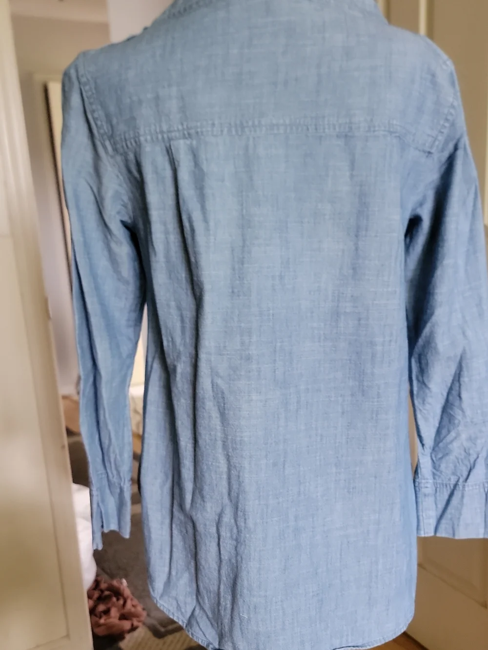 J Crew Light Wash Denim-Look Long Sleeve Top
